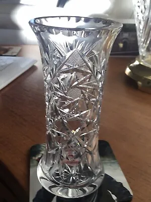 Buy Vintage Clear Cut Crystal Glass Vase • 9.99£