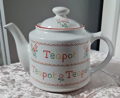 Buy Wade Royal Victoria Pottery Teapot England . Cross Stitch Design Saying Teapot  • 3£