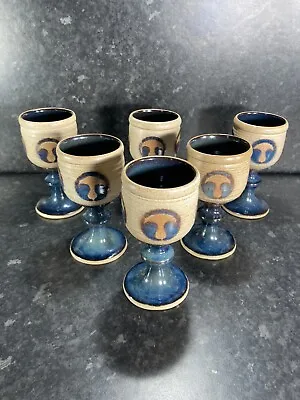 Buy Laugharne Welsh Pottery Wine Goblets . Set Of Six Studio Art Pottery Stoneware • 39.99£