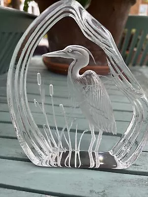 Buy Dartington  Heron Sculpture/Paperweight- Crystal-A Capredoni May ‘96- Signed • 15.99£