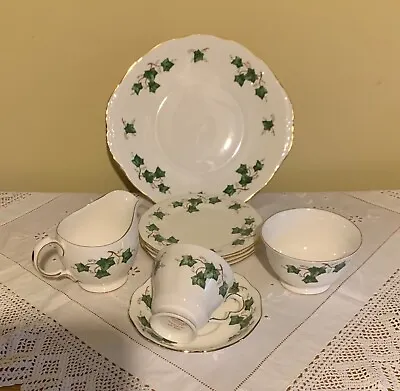 Buy Colclough Ivy Leaf PART SET Cake Plate Milk Jug Sugar Bowl Tea Plates Cup Saucer • 24.99£