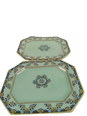 Buy Pair ADAMS Calyx Ware Serving Platters Shalimar Design Blue Floral Pattern • 9.99£
