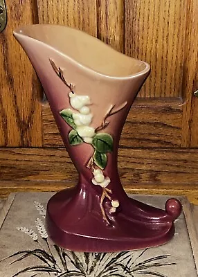 Buy Roseville Art Pottery Snowberry Cornucopia Vase DUSTY PINK 1CC-8 USA 1940's • 21.08£