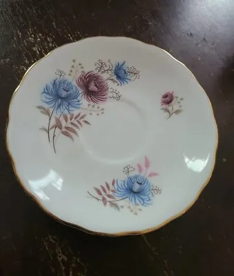 Buy Royal Vale Purple & Blue Floral Bone China Saucer Only Orphan Made In England • 12.61£