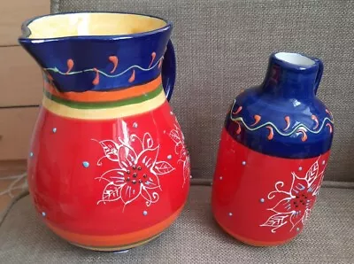 Buy Delrio Salado Traditional Spanish Hand Painted Ceramic Pottery Jug &Small Vase • 19.99£