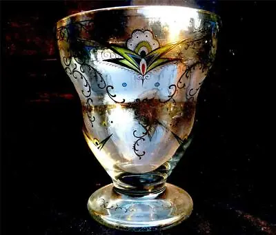 Buy N839 Antique Art Deco Stenschonau Bohemian Glass Vase Enamel Decoration • 149.99£