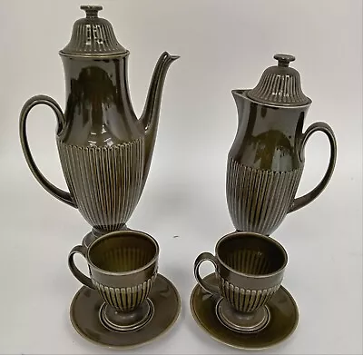 Buy Vintage Carlton Ware Coffee Set Green Coffee Pot Milk Jug Cups & Saucers • 9.99£