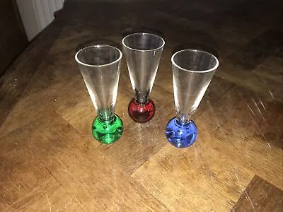 Buy Set 3 Vintage Coloured Controlled Bubble Bud Vase 50s 60s Green Blue Red Retro • 10.50£