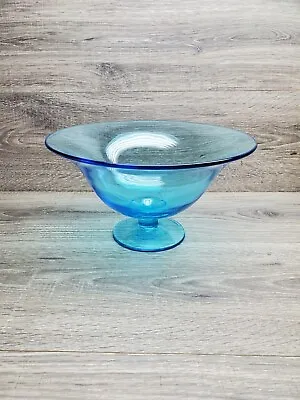 Buy Vtg AQUA/BLUE Glass Bowl 10  Bowl Pedestal.  • 18.21£
