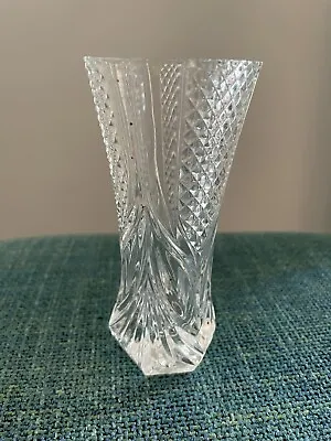 Buy Vintage Heavy High Quality Small Crystal Cut Glass Vase 13cm Tall • 8£