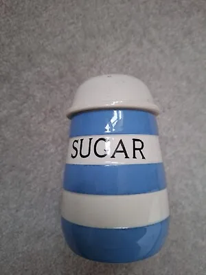 Buy T Green Cornish Kitchenware Sugar Shaker Ceramic White With Blue Stripes. • 40£