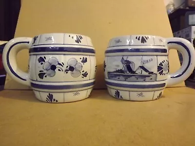 Buy 2 X DELFT BARREL SHAPED MUGS/CUPS  W27  VERY GOOD CONDITION • 15£