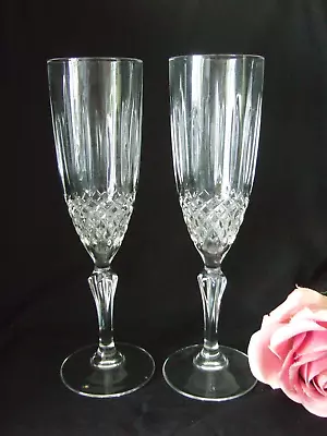 Buy 2 X Lead Crystal Champagne Flutes By Cristal De  France VGC - Glasses • 6.99£
