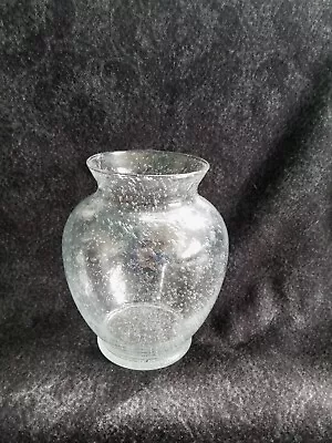 Buy Vintage Glass Seeded Bubble Vase Jug Crackle Glass 6.5  Tall Art Deco • 12.34£