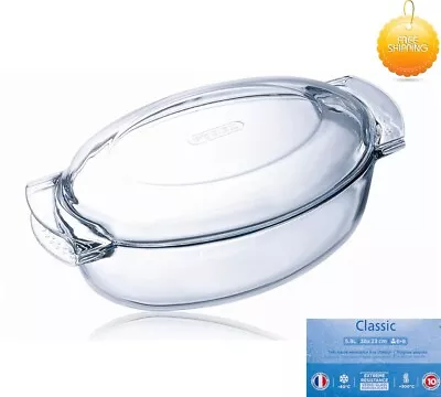 Buy Pyrex Oval Casserole Dish With Large Lid 5.8L Microwave Oven Proof Kitchen Glass • 27.99£