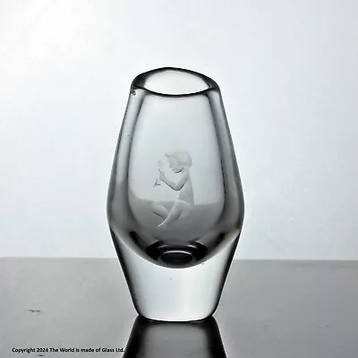 Buy Sven Palmqvist For Orrefors, Small Engraved Glass Vase • 25£