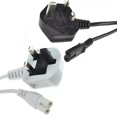 Buy Figure 8 Power Cable UK Plug To C7 Lead For LED TV Samsung/LG Black/White Laptop • 10.88£