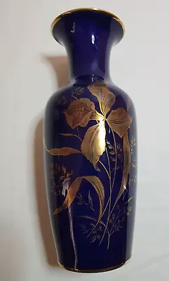 Buy Vintage Royal Porzellan Bavarian Kpm Cobalt Blue Hand Painted Vase 10.5  Tall • 12£