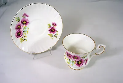 Buy Queens Fine Bone China Tea Cup And Saucer Rosina September Purple Blue Floral • 37.85£