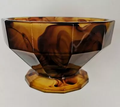 Buy Antique George Davidson Amber Cloud Glass Bowl Art Deco 1920-30's  • 25£