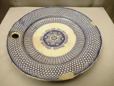 Buy Antique Blue & White Hot Water Plate Warming Plate Wicker Pottery Collectibles 8 • 58.80£