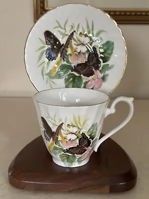 Buy RARE BUTTERFLY Bone China Teacup & Saucer Sutherland H.M. BUTTERFLIES ENGLAND! • 20.78£