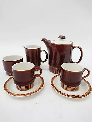 Buy Vintage Poole Pottery Chestnut Brown Tea Coffee Set 7pc Teapot Cups Saucers Jug • 9.99£