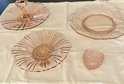 Buy Depression Glass Pink Lot Of 4 • 43.22£