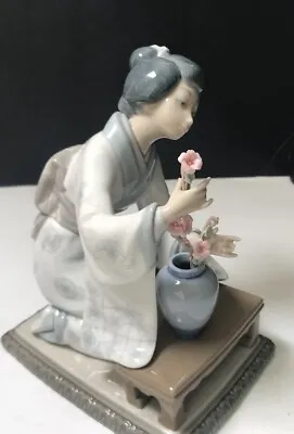 Buy Vintage Lladro Porcelain Japanese Lady Flower Arranger Matte Figurine • 88.23£