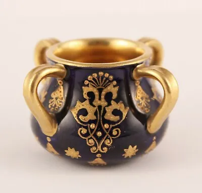 Buy Antique Coalport A.D. 1750 Demitasse Cup Bone China Gold 4 Handle Midnight Blue  • 270.28£