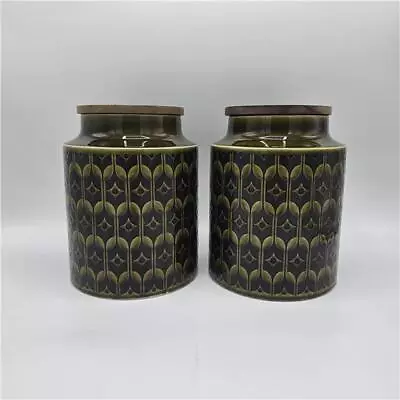 Buy Vintage Hornsea Heirloom (Green) Flour Storage Jar X2 • 21£