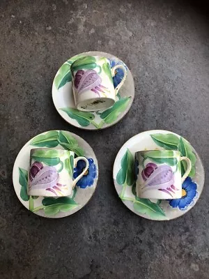 Buy Susie Cooper Style Grays Pottery Art Deco Hand Painted Coffee Cans &Saucers X 3 • 0.99£