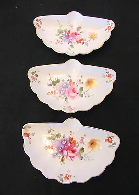 Buy Royal Crown Derby English Bone China 5  Crescent Dishes 3 Pieces 'Derby Posies' • 26.90£
