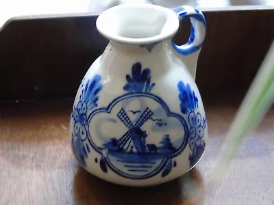 Buy Vintage DELFT Blue Tiny Cruet Creamer Jug Windmill 3 Inches Handpainted Made In • 10.99£