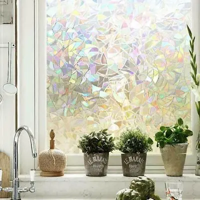 Buy Rainbow Mosaic Window Film Privacy Any Tint Stained Glass 3D Sticker Home Office • 7.99£