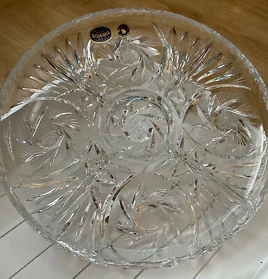Buy Vintage Bohemian Czechoslovakia Art Glass Crystal 11  Sectional Dish Plate Bnwt • 25£