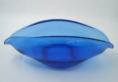 Buy Vintage Sowerby Cobalt Blue Glass Curved Posy Bowl/Boat No. S2761 C.1960s • 14.25£