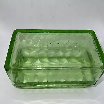 Buy Vintage Green Depression Glass  Covered Butter Dish • 66.02£
