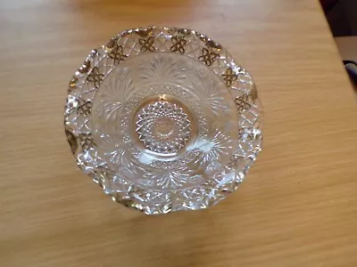 Buy Small Glass Patterned Bowl W/ Gold Trimmings- See Pics • 9.64£
