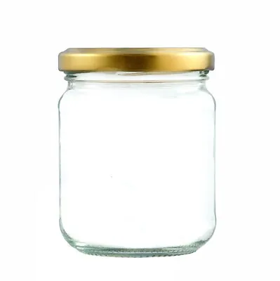 Buy 8oz Round Glass Jam Jars, 228ml, Pack 56, Gold Lids, Jams, Honey, Curds, New* • 48.95£