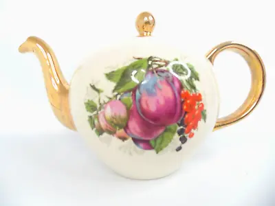 Buy Imperial Staffordshire Teapot Pottery Gold Handle Spout Fruit Theme Pre Loved • 12£