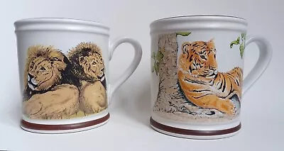 Buy DENBY Pottery Rare Chunky Tiger Lion X2 Lot Cub Coffee Tea Mug England Stoneware • 1.85£