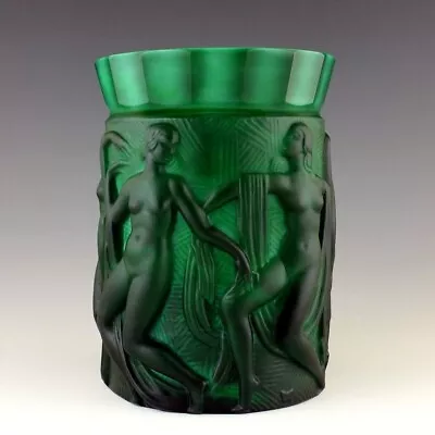 Buy Art Deco Green Malachite Jade Glass Vase 1930' H.Hoffmann • 256.95£