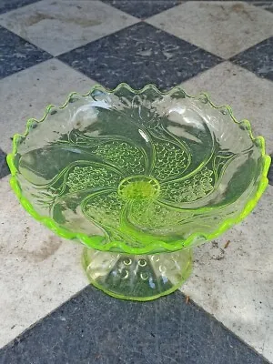Buy Antique Uranium Glass Fruit Bowl 7.8  Rare Ouraline Art Glass 1910s Art Deco • 256.34£