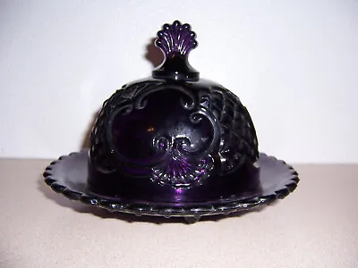 Buy Purple Amethyst COVERED BUTTER DISH Croesus RIVERSIDE GLASS 1898 • 66.40£