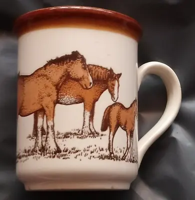 Buy Vintage Staffordshire Tableware Cup / Mug Of A Herd Of Horses - Shire? Foal • 9.75£