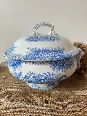 Buy Beautiful French Vintage Blue And White Transferware Soupiere Tureen • 45£