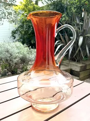 Buy Vintage 1970s Italian Large Handmade Coloured Glassware Pitcher Jug Vase Retro • 25£