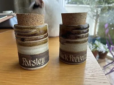 Buy Bakehouse Studio Pottery New Buckingham - Set Of Two Kitchen Herb Storage Jars • 14.50£