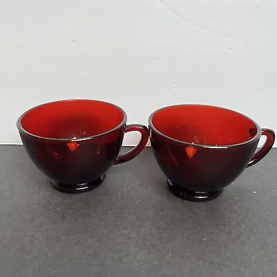 Buy 2 Vintage Royal Ruby Red Punch Cup Glassware Anchor Hocking? Glass Drinkware • 13.89£